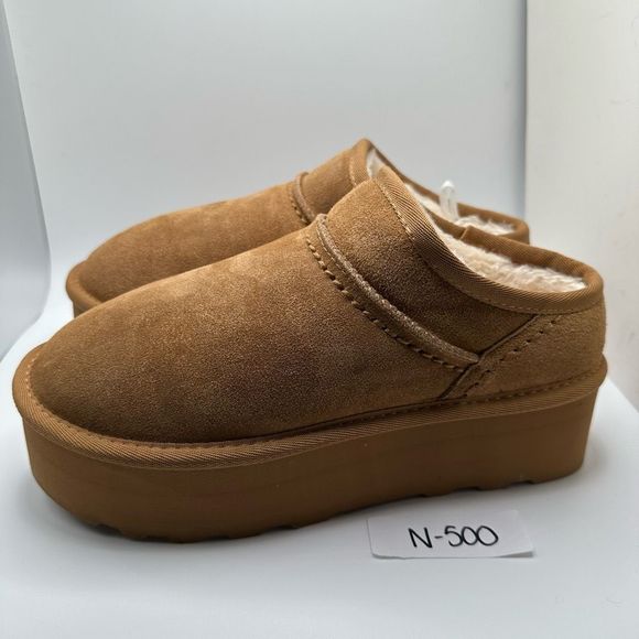 CUSHIONAIRE Women's Genuine Suede Cozy Mule Platform +Memory Foam 8 CHESTNUT - Picture 3 of 7